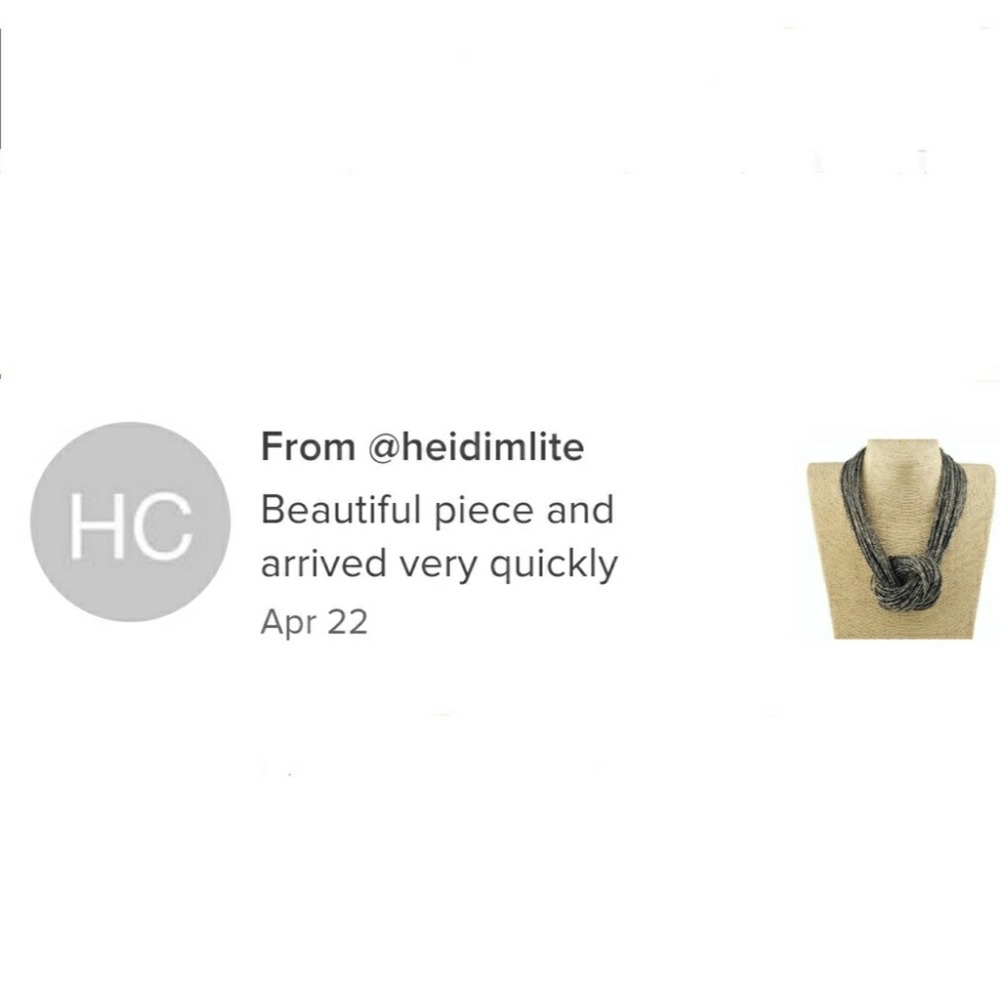 Handmade Shimmering Iridescent Platinum Silver Knotted Multi Strand Necklace - Picture 5 of 6